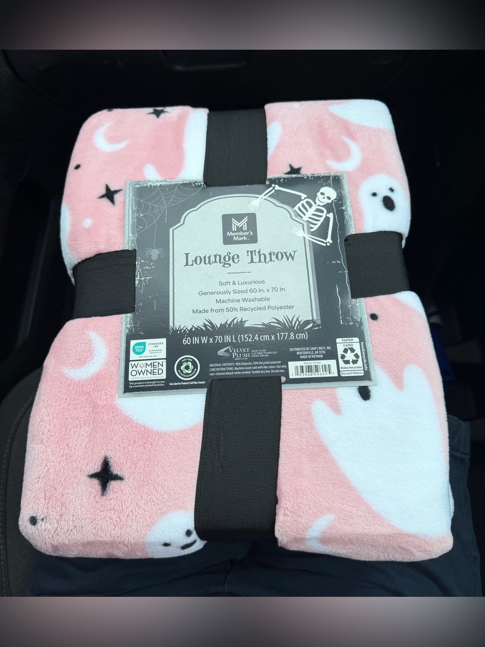 Member's Mark Pink Ghost Print Lounge Throw Blanket